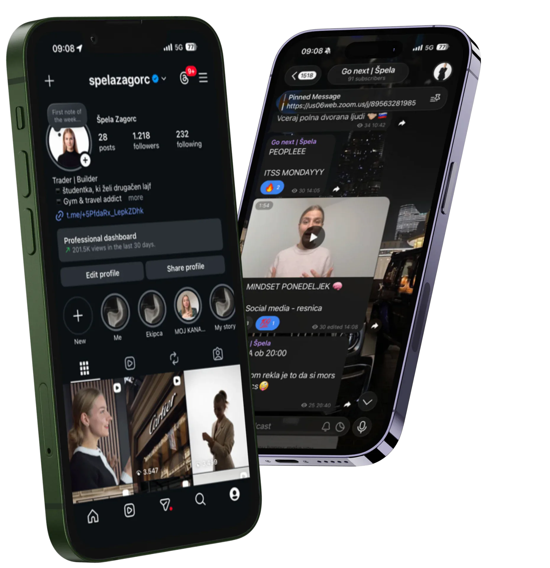 Instagram in Telegram predogled